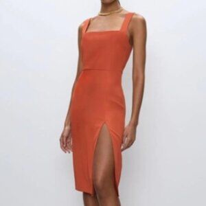 Aritzia Babaton 90’s Slit MIDI Dress Sleeveless Square Neckline size 4